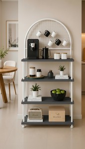 Estante de Cocina con Soporte para Microondas, Organizador para Cafetera y Panel Trasero con Rejilla - Product Image 2