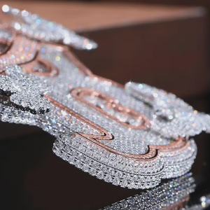 Colgante de Letra Personalizado Iced Out de Plata Esterlina con Diamante Moissanita, Colgante de Lujo con Inicial Personalizada Estilo Hip Hop para Uso Unisex - Product Image 3