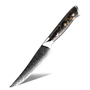 Vente en gros personnalisé de haute qualité OEM ODM Service Couteau de cuisine Damas Couteau de chef en acier avec décoration en feuille d'or Manche en résine - Product Image 2