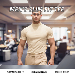 Camiseta de Manga Corta para Hombre MEHARBAN CO MHR-61, Nueva Colección 2026, Estilo Vintage, Cuello Redondo, Elástica, Corte Regular, Bordada, Color Sólido - Product Image 2