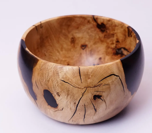 Ensaladera de madera de acacia con barniz personalizado Vintage, tazón grande de epoxi y madera tallada para servir para acampar - Product Image 1