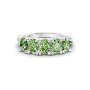 Bague ovale vert océan lumineux avec diamant de laboratoire 0,50 ct TW en or massif 14K, couleur vert océan, clarté VS, 5 diamants, courbe côtière - Product Image 2