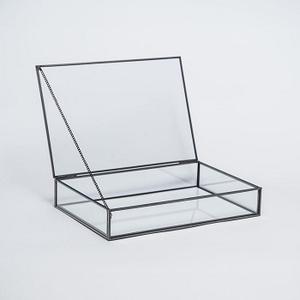 Boîte à bijoux de luxe la plus populaire 2 grilles verre transparent bords en laiton boîtes à bijoux personnalisées en verre clair antique - Product Image 3