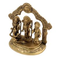 Sculptures, figurines et statues en laiton doré indien, style moderne et unique, représentant le Seigneur Ram Parivar Hanuman, pour la décoration intérieure et les articles cadeaux en métal.