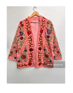 Abrigo Suzani largo de invierno para mujer, superventas, bordado a mano, diseño acolchado Floral, longitud corta, ropa de playa, vestido, Chaqueta de algodón - Product Image 1