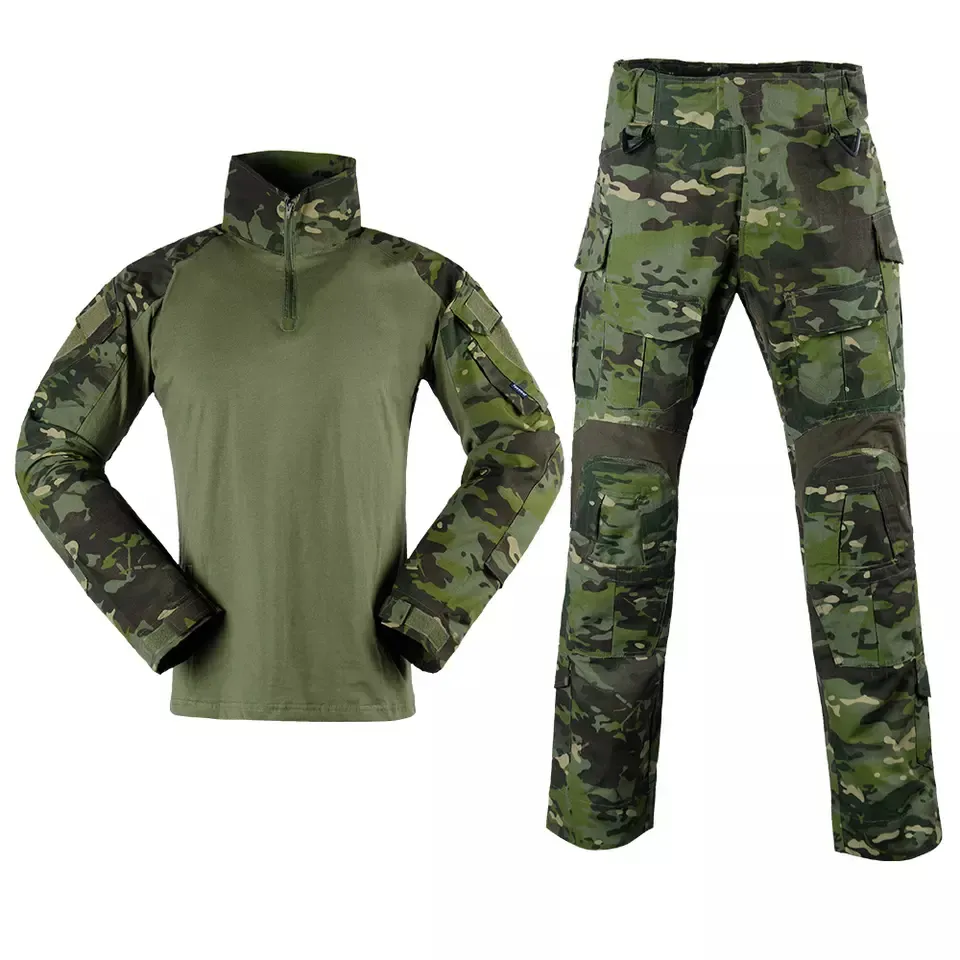 G3 폴리에스터 + 면 유니폼 컴뱃 셔츠 바지 유니폼 바지 전술 육군 녹색 유니폼
