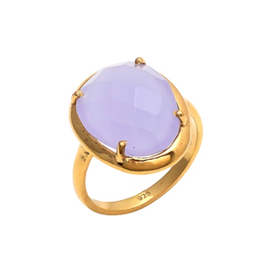 Anillos de boda de Plata de Ley 925 BOHEMIA, chapado en oro sólido, atractivo, lavanda Natural, calcedonia, piedras preciosas, fiestas únicas - Product Image 2