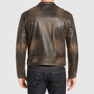 Vestes de camionneur en cuir véritable de style universitaire pour hommes, col rond, coupe ajustée, motard, toile, coupe-vent, respirant, anti-UV, hiver - Product Image 4