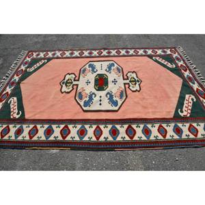 Tapis turc vintage classique rose vert 6.2 x 9.1ft grande surface laine soutenue abstraite nouveau Rectangle couloir Design pour chambres - Product Image 4