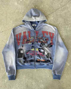 Pull à capuche zippé en coton épais de grande taille avec impression DTG personnalisée de luxe - Product Image 1