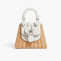 Sac à main en cuir véritable pour femme de luxe, sac à main en corde, demi-élégance, tissage bohème, sac à main polyvalent, sac à main tendance, sac de plage tissé à la main