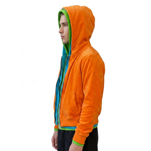 Sudadera con capucha de invierno personalizada de 3 capas con cremallera completa, estilo oversized, bloques de color, bordada, 100% algodón para hombre, al por mayor - Product Image 2