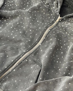 Sudadera con Capucha Extra Grande Personalizable para Hombre, con Cierre, Estilo Holgado, Lavado Ácido, con Pedrería, para Hombre 2025 - Product Image 5