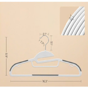 Slim Lightweight Plastic Coat Hangers Non Slip Design with Curved Ends 360 Degree Swivel Silver <b>Hook</b> Space Saving for Clothing - Product Image 2