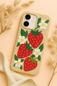 Coloré bohème broderie couverture de téléphone cerise fruits conception artistique cousu à la main étui de téléphone portable à la mode et fonctionnel - Product Image 5