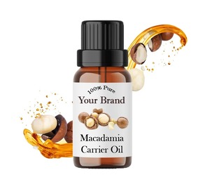 100% Pure Macadamia Integrifolia Huile d'extrait de noix pressée à froid Huile de support d'emballage privé pour les soins de la peau en vrac - Product Image 1