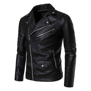 Veste d'hiver en cuir véritable pour moto, coupe ajustée, fermeture éclair, toile coupe-vent et imperméable, OEM - Product Image 2