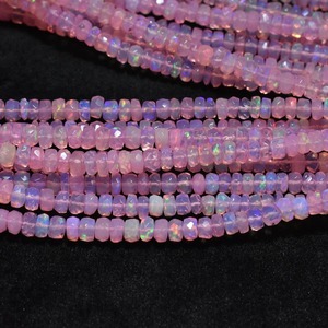 Cuentas de Ópalo de Fuego Etíope AAA de 3-5 mm, Color Durazno/Rosa, Forma Rondelle Facetada, Certificadas por Terceros para la Fabricación de Joyas - Mehrajudin - Product Image 1