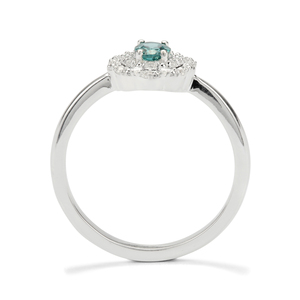 Bague en tourmaline turquoise, pierre précieuse zircon blanc turquoise 0,57 carat 11x9mm, 19 pierres, argent sterling 925, pierre de naissance d'octobre, tourmaline - Product Image 2