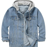 Chaqueta Vaquera Casual de Hombre para Otoño/Invierno, Color Sólido, Corte Holgado, Logotipo Frontal, Transpirable, de Secado Rápido, Personalizable, Prenda Exterior de Alta Calidad