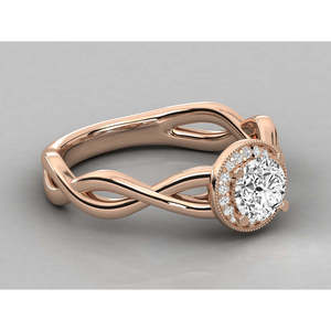 Bague solitaire en or 14 carats avec diamant rond brillant pour femme - Product Image 2