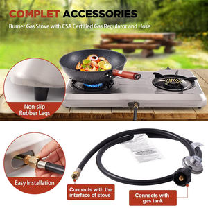 Elegante Estufa de Gas Portátil Moderna de 2 Quemadores, Cocina de Mesa de Acero Inoxidable de Alta Tecnología, Diseño Futurista, Protección Contra Apagado Accidental - Product Image 6