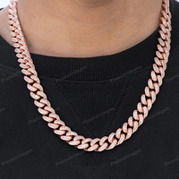 Cadena de eslabones cubanos Miami de oro blanco chapado en oro de 10/14/18 quilates de 12 mm, personalizada al por mayor, de 16-24 pulgadas, con moissanita totalmente engastada.