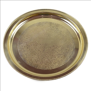 Plateau de service entièrement gravé, accessoires de cuisine de forme ronde, articles de Table, prix de gros pour la conception de Restaurant de mariage à domicile - Product Image 1