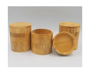 صندوق مصنوع من خشب البامبو بحامل منزلق - صندوق مجوهرات من خشب البامبو لتغليف المصنع / صندوق شاي من الخيزران بمجزءات