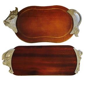 Plateau de dîner en bois d'acacia naturel haut de gamme assiette de chargeur en bois plat incassable léger pour Snack Dessert - Product Image 3