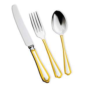 Poignées rayées Lot de 5 couverts en acier inoxydable de style américain Design argenté haut de gamme de luxe - Product Image 5