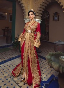 Nouveau Caftan Marocain Takchita de Créateur avec Broderie sur Tissu Crêpe pour Mariage, Orné de Pierres et Travail Dabka - 2025 - Product Image 2