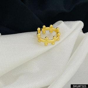 Juego de aretes y anillos de estilo punteado chapado en oro hecho a mano, nuevo diseño único, cuentas de latón, elegante, clásico cristiano ajustable - Product Image 2