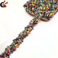 Applique de strass en résine multicolore thermocollante pour costumes de scène, défilés, carnavals et garnitures décoratives de bijoux