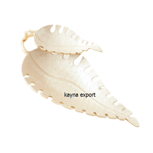 Tazón para servir blanco de forma ovalada decorativa de lujo con mango de coral dorado, tazón para servir ensalada para centro de mesa de decoración de mesa - Product Image 2