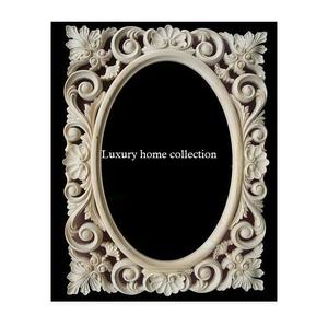 Unique wall mount wooden <b>mirror</b> frame featuring ethnic <b>vintage</b> inspired carved design for traditional interior decor - Product Image 2