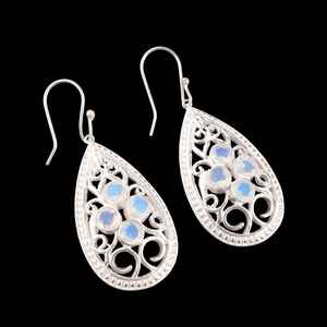 Milky <b>Opal</b> Gemstone 925 Sterling Silver Gold Plated <b>Stud</b> <b>Earrings</b> IGI Certified Elegant Anniversary Gift for Women - Product Image 2