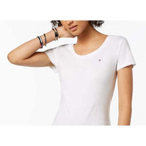 T-shirt da donna Tommy Hilfiger girocollo in cotone jersey bianco stile Y2K con motivo personaggio animato, taglie dalla XS alla 3XL - Product Image 3