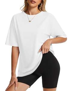 เสื้อยืดคอกลมสำหรับผู้หญิงดีไซน์เรียบๆแขนสั้นใส่สบายทรงพอดีตัวสำหรับฤดูร้อน - Product Image 1