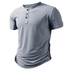 Summer Men's POLO <b>Shirt</b> Zipper <b>Henley</b> Collar Short-Sleeved T-<b>Shirt</b> <b>Shirt</b> Casual Sports solid Color Stand Collar Trend T-<b>Shirt</b> - Product Image 3