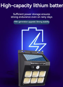 IP65 ABS nhỏ hiện đại LED năng lượng mặt trời đèn tường 800mA 1200mA cảm biến chuyển động 3 chế độ an ninh ánh sáng ngoài trời không thấm nước vườn - Product Image 2