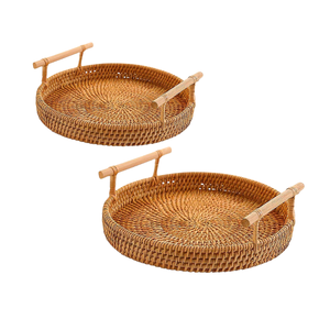 Bandeja de comida de ratán tejida hecha a mano de Vietnam, artesanía de calidad superior, precios de fábrica asequibles para pedidos a granel, decoración del hogar - Product Image 1