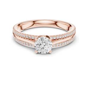 Anillo de Diamante de Laboratorio Redondo Brillante de 0.946 CT para Mujer, Claridad VVS-VS EF, Oro de 18KT, 14KT, 10KT y Plata 925, Rosa, Amarillo - Product Image 1
