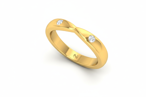 Anillo de Oro de 14K con Diamantes Naturales, Engaste de Bisel, Corte Brillante Redondo, Dos Piedras, Estilo Bypass, para Mujer - Product Image 4