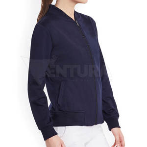 Chaqueta Bomber de cuero con logotipo personalizado para mujer, Chaqueta larga de invierno de poliéster sólido para exteriores, cremallera, cuello levantado, punto transpirable - Product Image 2