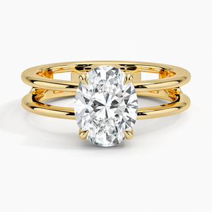 Venta caliente 1ct Oval Cut Lab Grown Diamond 14K Oro sólido Compromiso Open Double Band Ring Jewelry al mejor precio - Product Image 1