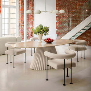 Mesa de Comedor Elíptica Extensible y Estable con Sistema Plisado, Mesa Ovalada de Madera Ensamblada con Lazy Susan para Cocina - Product Image 3