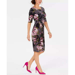 Abito Sarong Floreale Confortevole da Donna, Colore Antracite, Taglia 8 Petite, Silhouette a Tubino per la Stagione Primaverile - Product Image 3