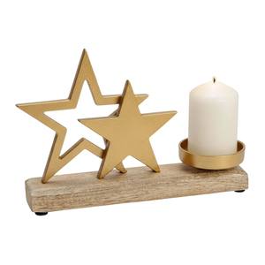 Portavelas de Doble Estrella de Metal Negro con Base de Madera de Mango de Alta Calidad, Adorno Decorativo para Mesa de Navidad - Product Image 6
