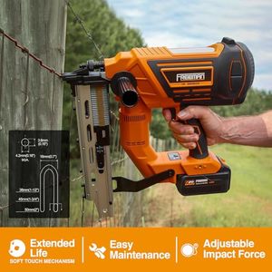 Kit Agrafeuse de Clôture Sans Fil 20V Calibre 9 avec Chargeur de Batterie, Poignée en T, Mallette, Réglage de Profondeur Libre et Indicateur de Recharge - pour Agrafes de Clôture - Product Image 3